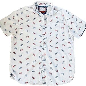 denim and flower shirt slim fit Mens Large White Bicycle Print